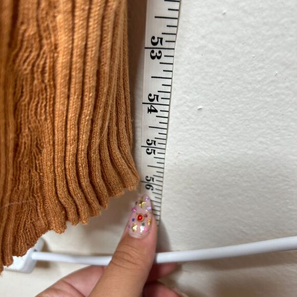 NWT Free People Camel Brown Sweet as Honey RibKnit VNeck Sleeveless Maxi Dress L - Picture 10 of 12